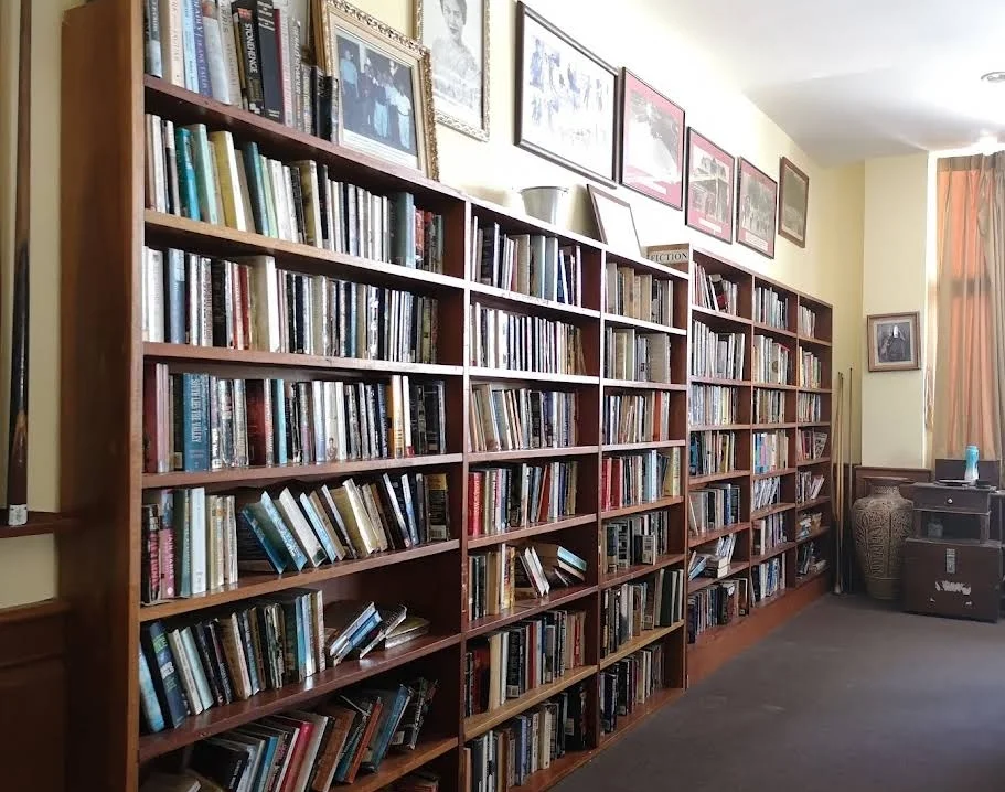 Club library bookshelves at Chiang Mai Gymkhana Club