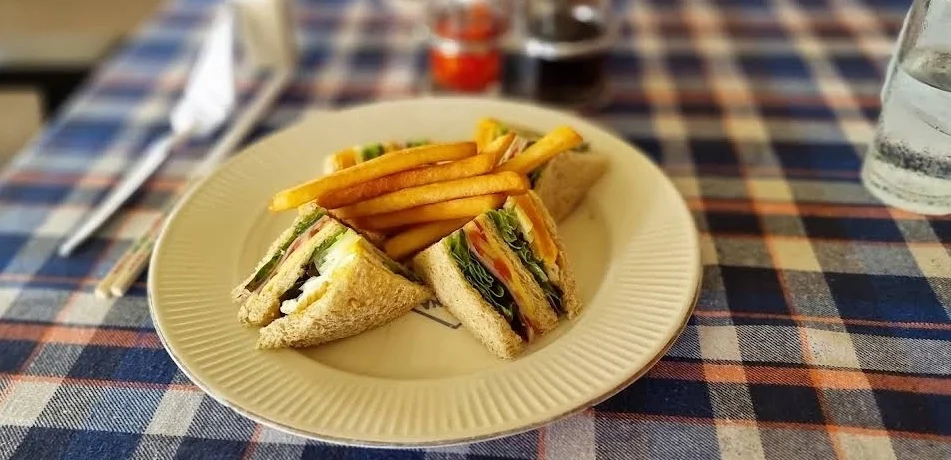 Club sandwich with French fries at the Chiang Mai Gymkhana restaurant