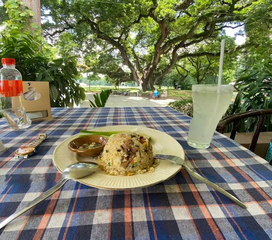 Fried rice served during outdoor dining at Chiang Mai Gymkhana